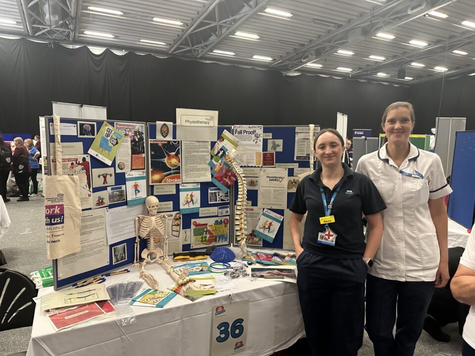 Two people at a stall
